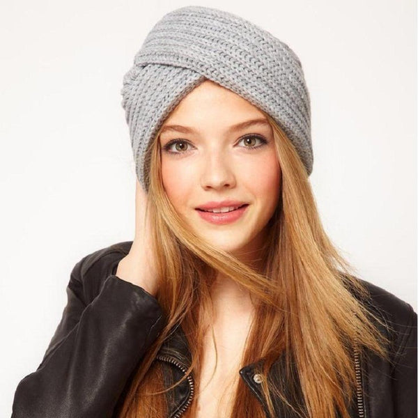 Fashion Woolen Knit Hat With Crossover Pullover