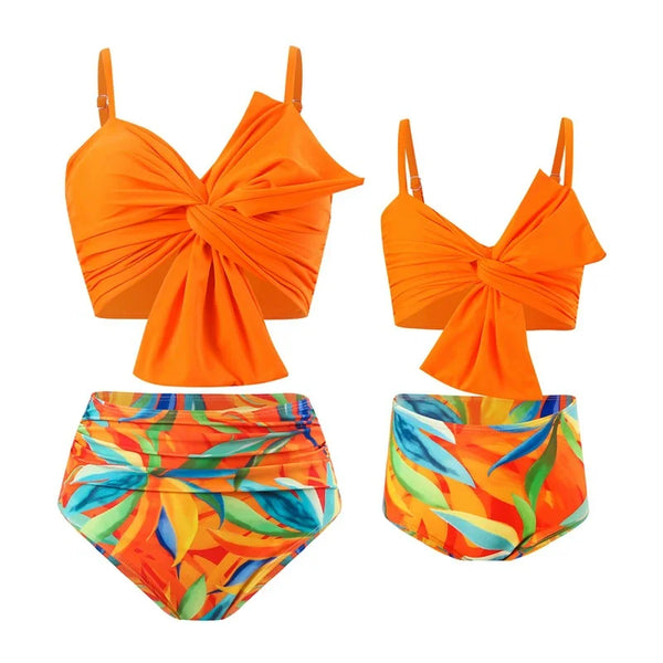 Ruffle Mother Daughter One Piece Swimsuit Family Matching Set Bathing Suit Kids Swimwear Mom Baby Women Girls Beachwear Clothes