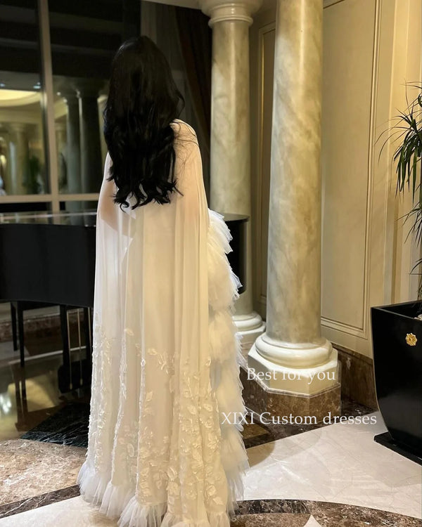 XIXI White Square Neckline Floor-Length Applique Prom Dresses Elegant party dresses for women 2024 Wedding Party Dress