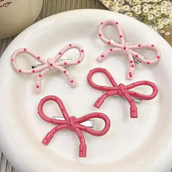 1pc Vintage Polka Dot Bow Hairpin Resin Small Women Hair Edge Clip Hair Accessories Barrette Bobby Pin For Women Girls
