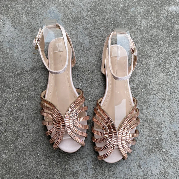 Fashion Roman Sandals Women 2023 Summer New French Gladiator Flat Bottom Rhinestone Black Women Slippers Luxury Sandals