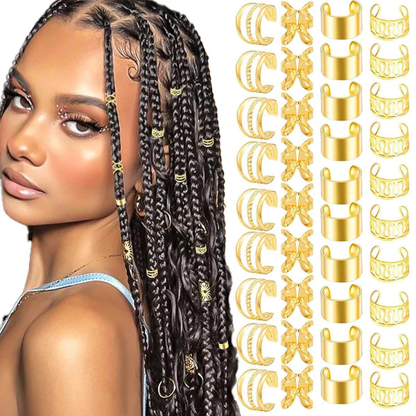 Hair Jewelry Vintage Hollow Hair Cuffs For Braids Metal Dreadlock Beads Hair Cuffs Rings Hair Braiding Multi Style Braids Buckle