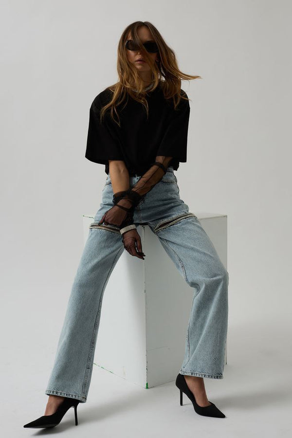 "Stylish new denim jeans with a slim fit, durable fabric, and a modern wash — perfect for everyday wear